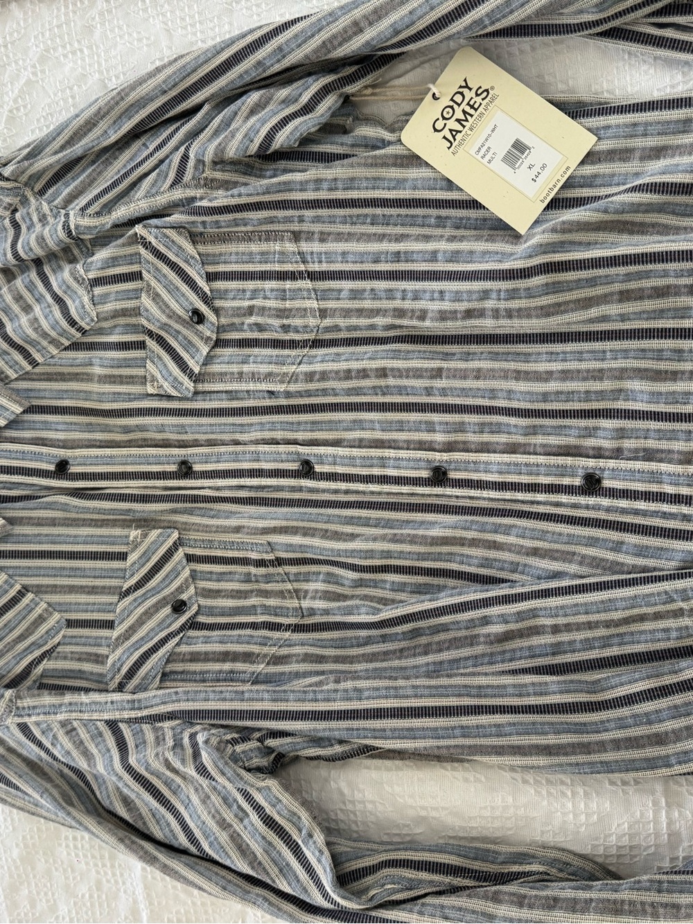 Men's Striped Button-Up Shirt - Blue/Grey